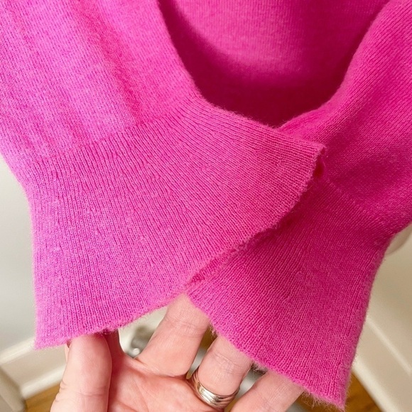 Talbots Pink Lambswool Crewneck Flutter Sleeve Sweater Small - Picture 5 of 11